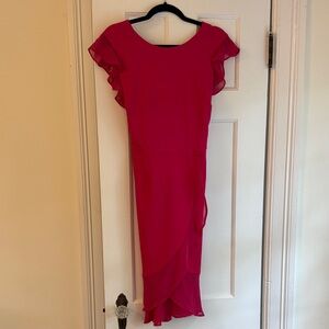 Shelby & Palmer Fuchsia Ruffle Midi Dress